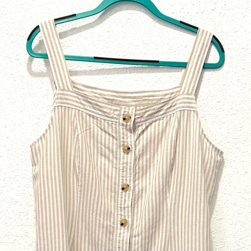 Liz Claiborne linen blend Cream Striped Midi Dress XL - Picture 7 of 7